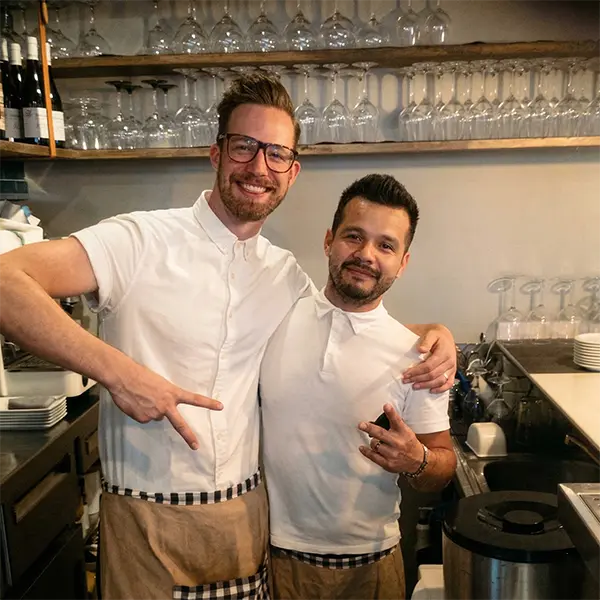 James with his restaurant team