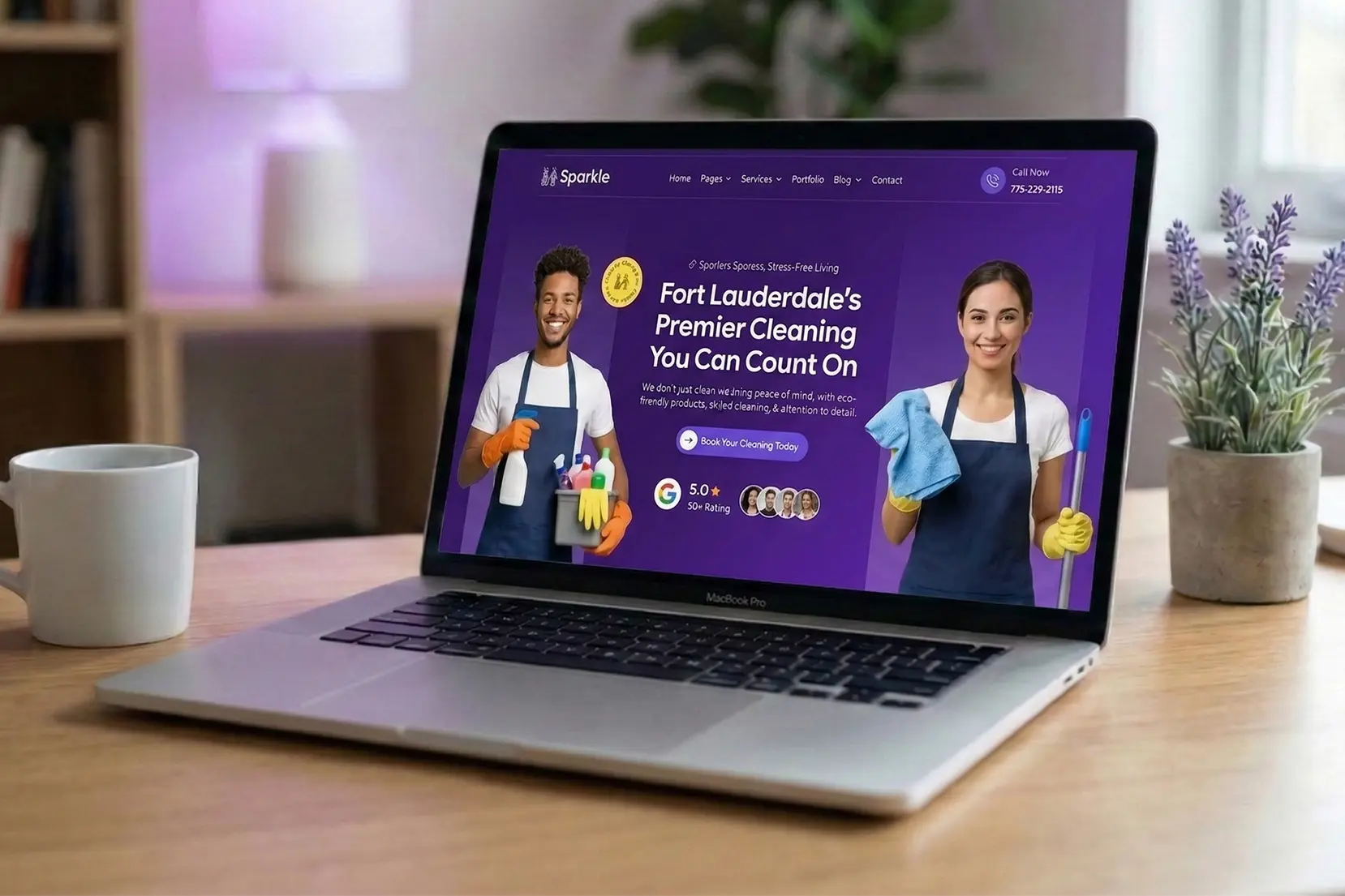 Laptop showing cleaning business website design