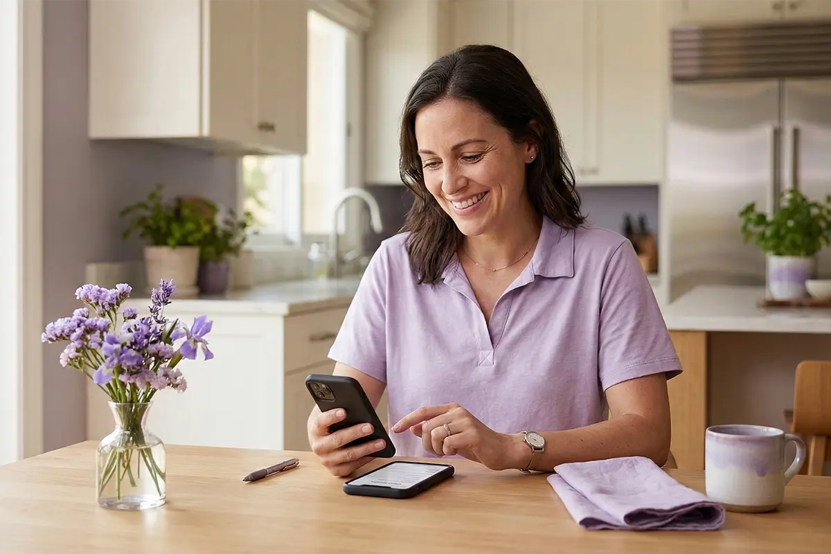 Cleaning business owner filling out form on phone