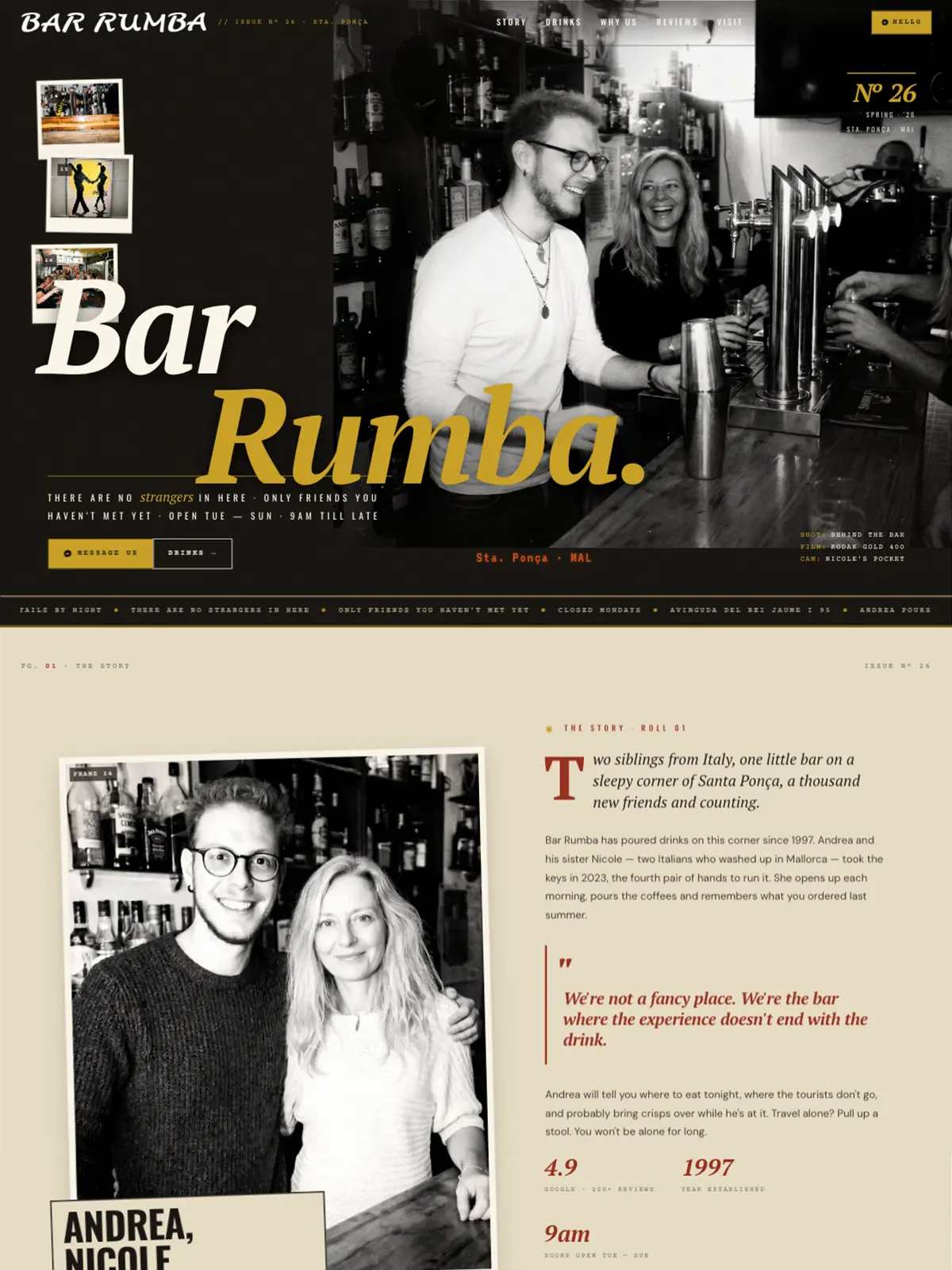 Bar Rumba cocktail bar website